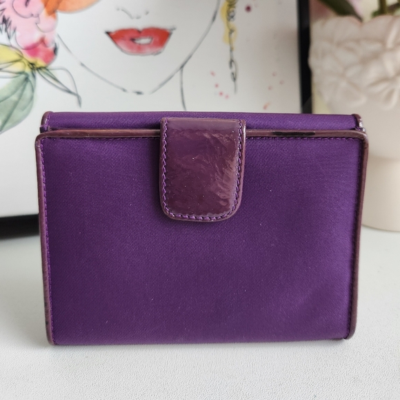 PRADA Purple Nylon and Leather Compact Wallet - Picture 3 of 15